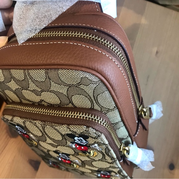 🐭 Disney X Coach Track Pack 14 In Signature Jacquard With Mickey Mouse Print - Picture 14 of 15